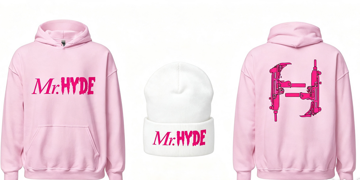 Electro PINK - FRONT AND BACK PRINT HEAVYWEIGHT - HOODIE AND BEANIE COMBO