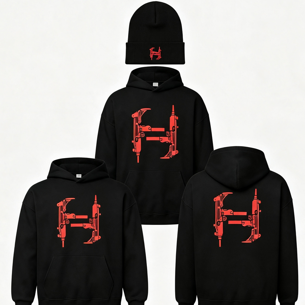 Classic UZI H -HOODIE AND BEANIE- front and back print