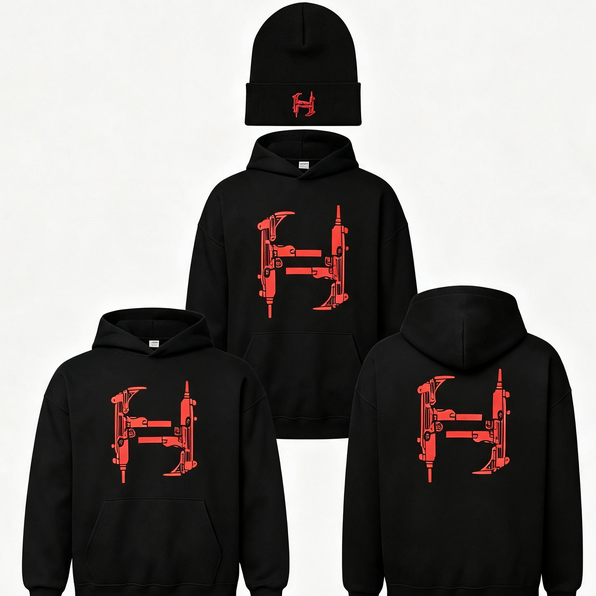 Classic UZI H -HOODIE AND BEANIE- front and back print